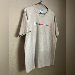 Champion. Thick cotton. Sewn on lettering.